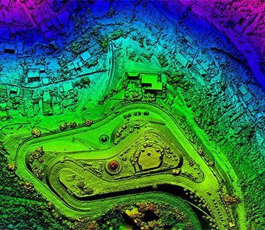 3D model of Aerovista Park, including color-shaded elevation profile